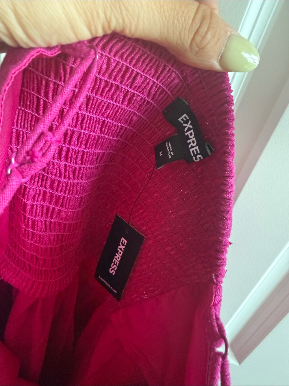 Express Fuchsia Ruffle Midi Dress with Side Tie - Picture 3 of 3